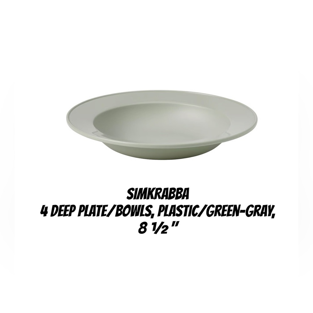4 Green-Gray Deep Plate / Bowls - 8½"